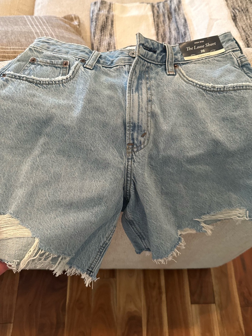 Abercrombie & Fitch Light Blue Distressed Denim Shorts